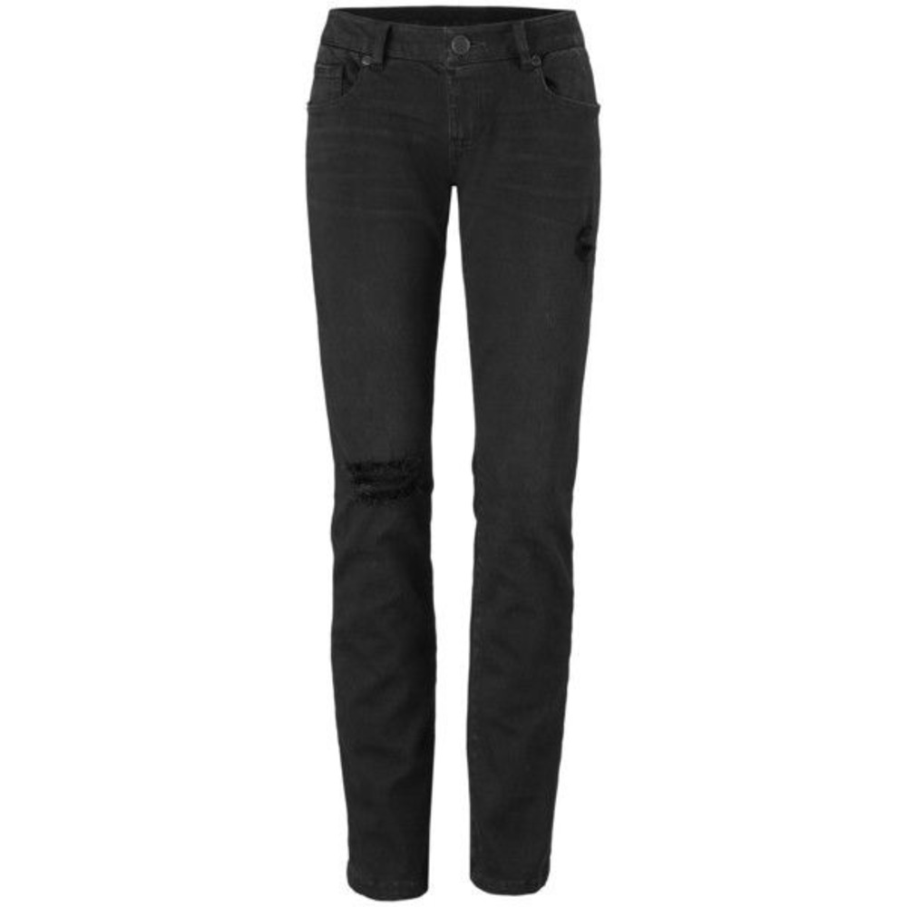 Cabi slim boyfriend black destructed denim Fall 17